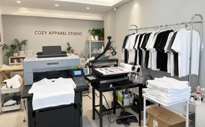 Small apparel studio running Brother DTG printer